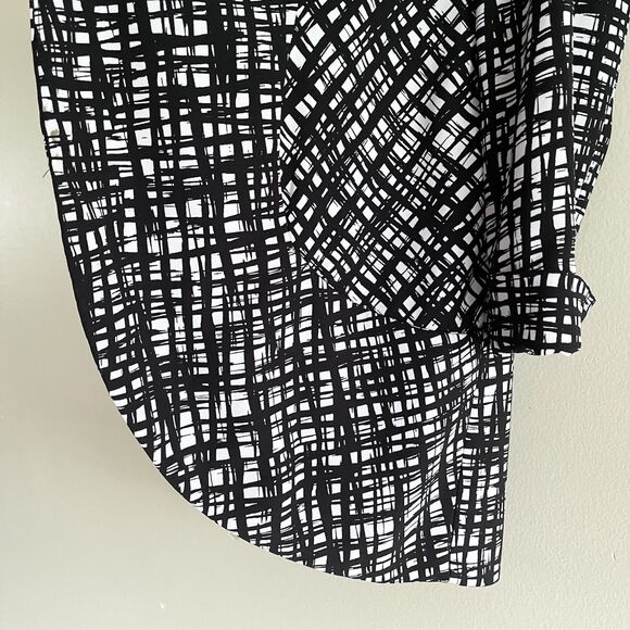 Calvin Klein Blazer Jacket Size 14 Women Open Front Black White Check 3/4 Sleeve - Picture 4 of 10